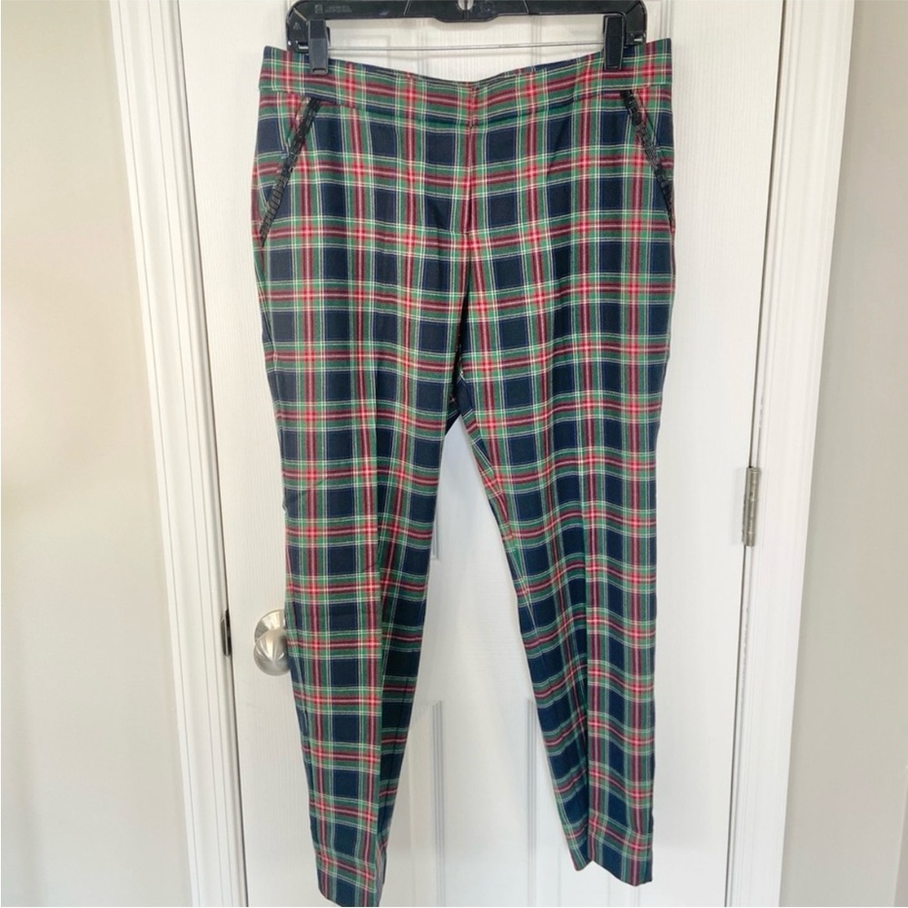 Vineyard Vines Tartan Plaid Pants Beaded Trim Pockets Womens Size 8